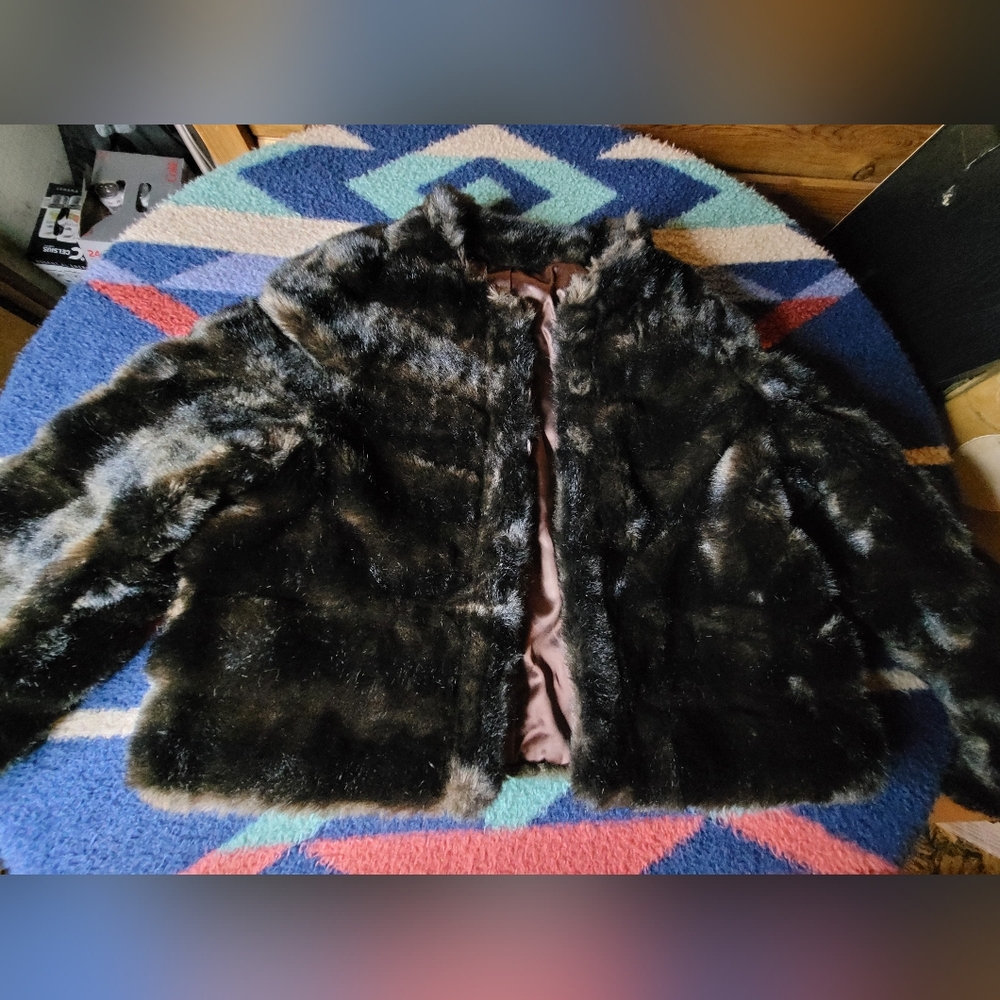 Vintage Grandella Sportowne Brown Faux Fur Coat Womens Size 14 *Read*